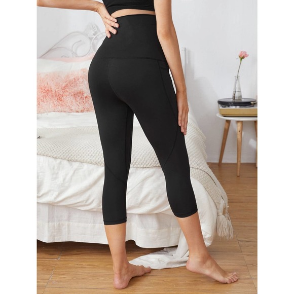 Maternity Solid Leggings With Phone Pocket - Picture 2 of 4